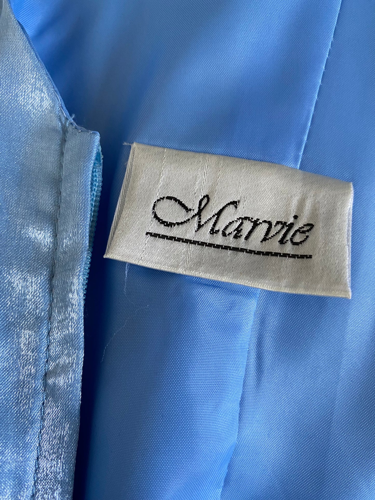 Silky baby blue 3 piece corset, skirt & shawl UK 12