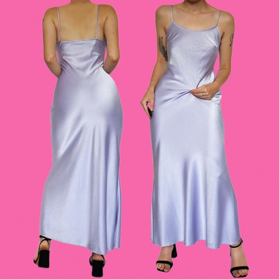 Lilac DUSK beaded slip dress UK 12