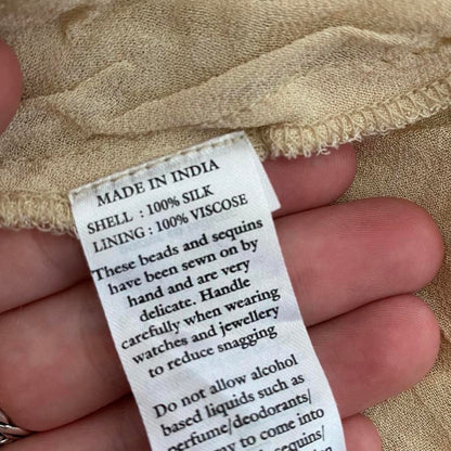 Beautiful 100% silk caramel brown party dress UK 12