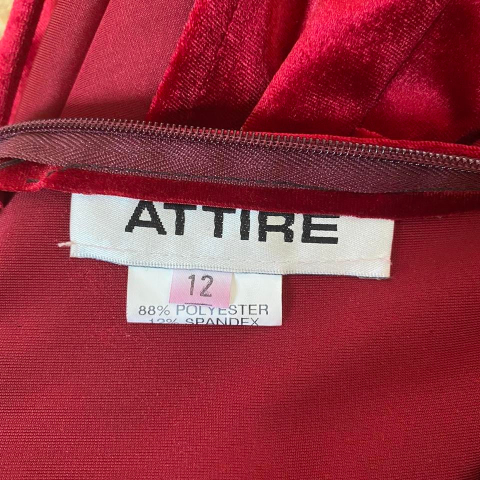 Red velvet open back evening dress UK 12