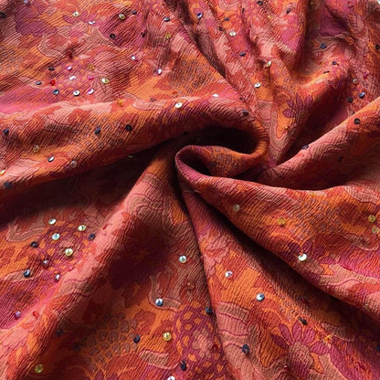 Autumnal 100% silk midi dress & shawl UK 14