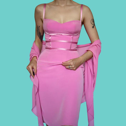 Pink mini dress & shawl UK 10
