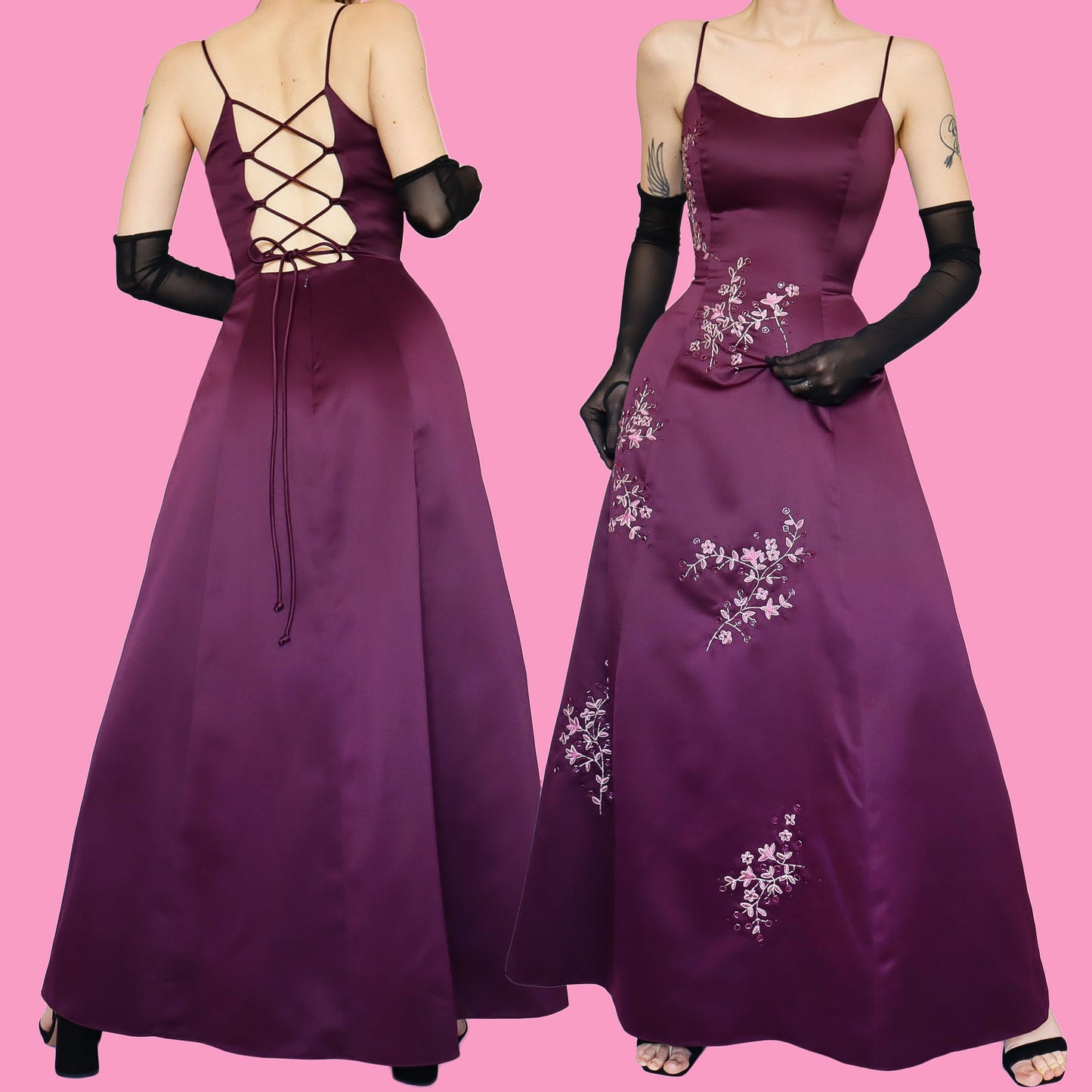 Purple a line evening prom dress UK 10