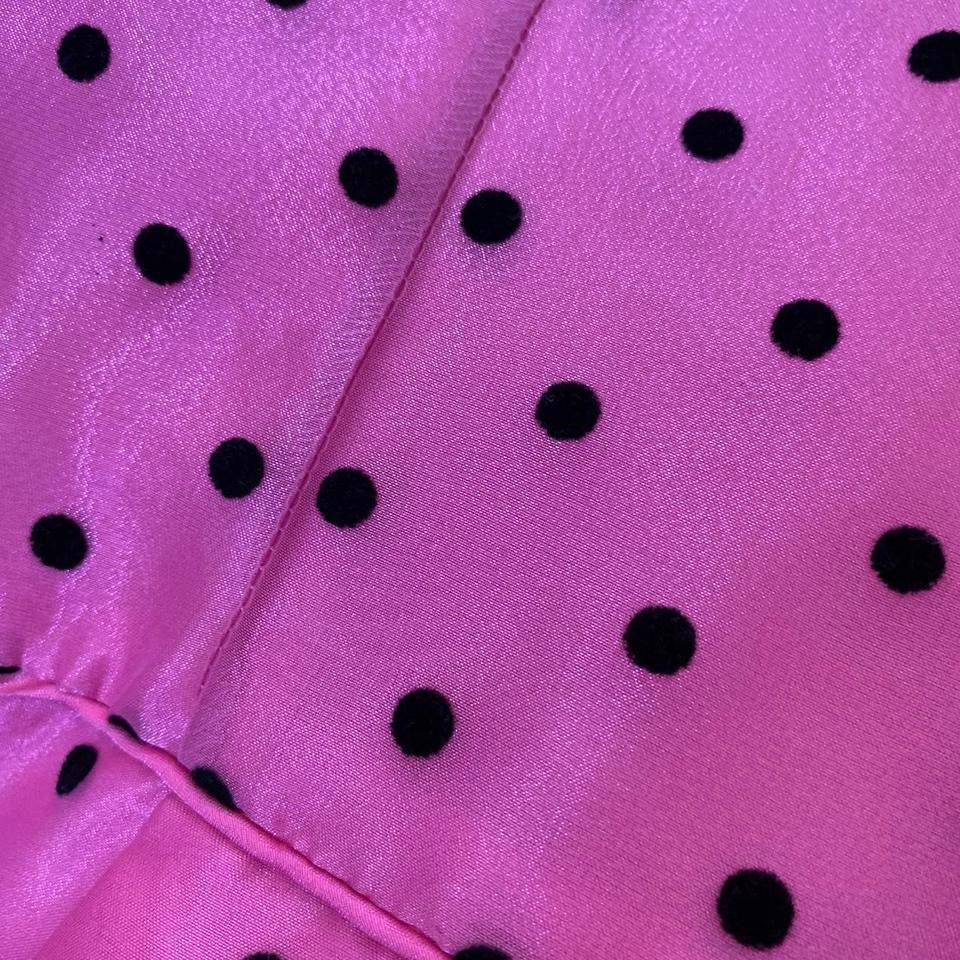 Bright pink polka dot a line evening dress UK 10