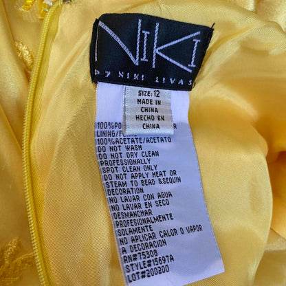 Satin yellow evening dress UK 12