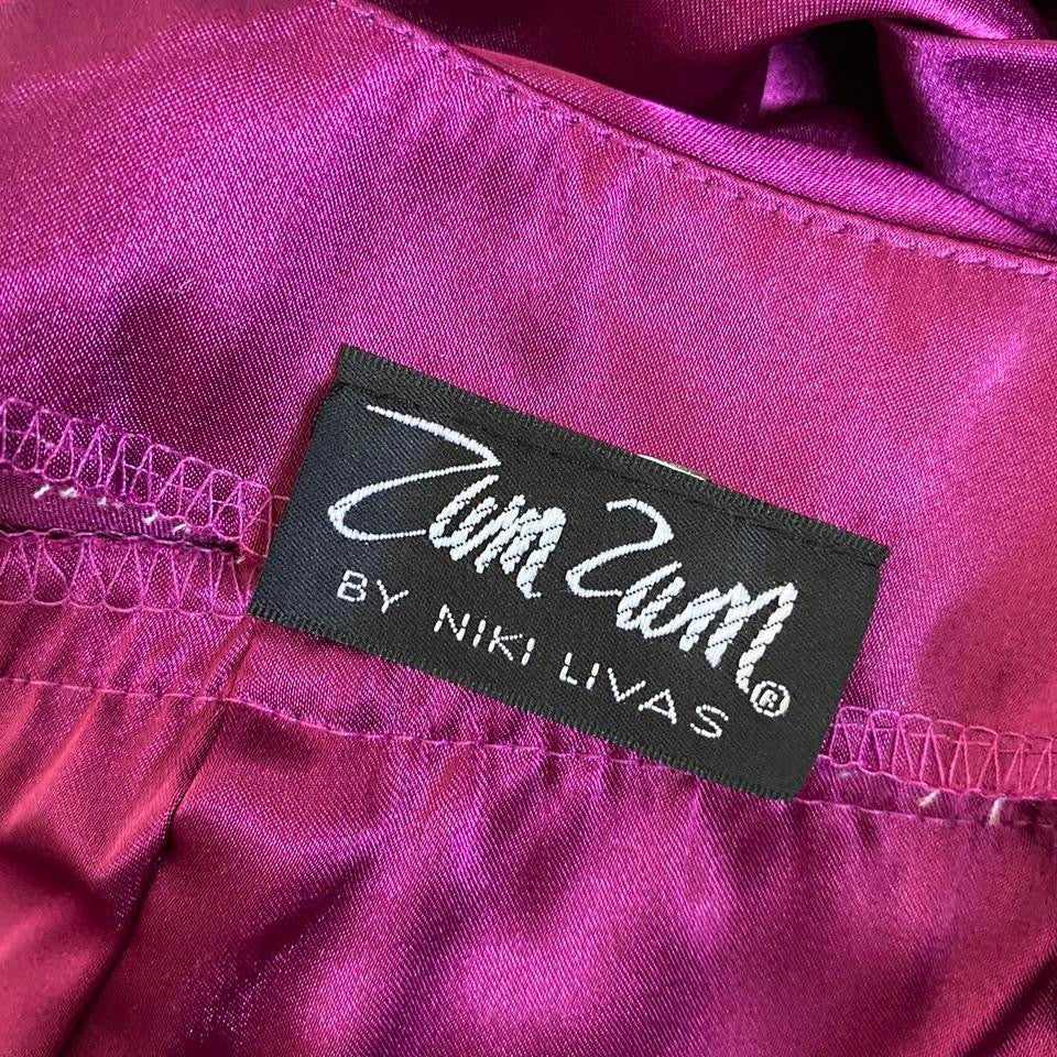 Purple satin halter neck evening dress UK 10