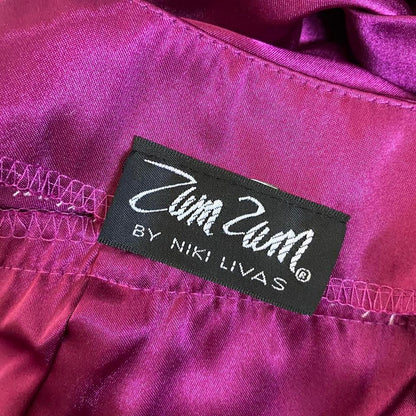 Purple satin halter neck evening dress UK 10