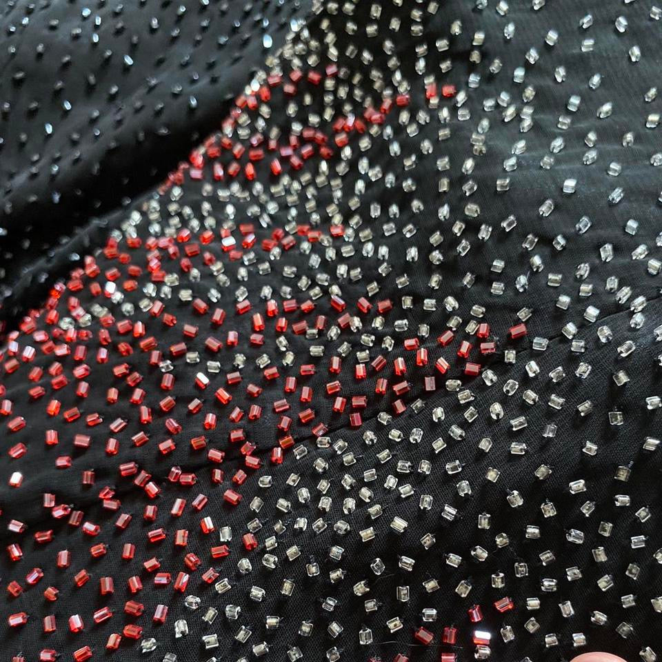 Black beaded YVE evening dress UK 10