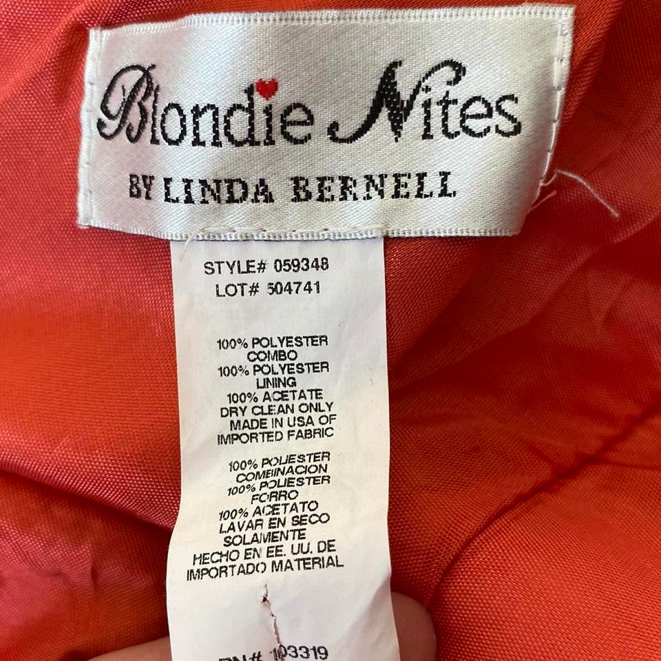 Orange satin halter neck evening dress UK 10