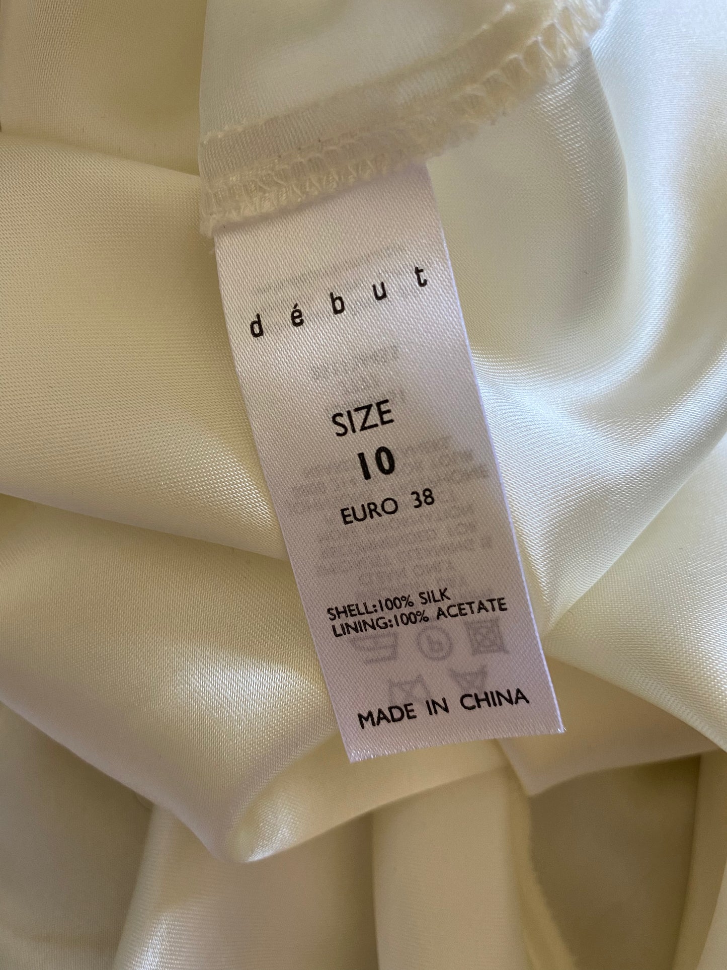 White 100% silk beaded evening dress UK 10