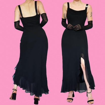 Black chiffon evening dress UK 12