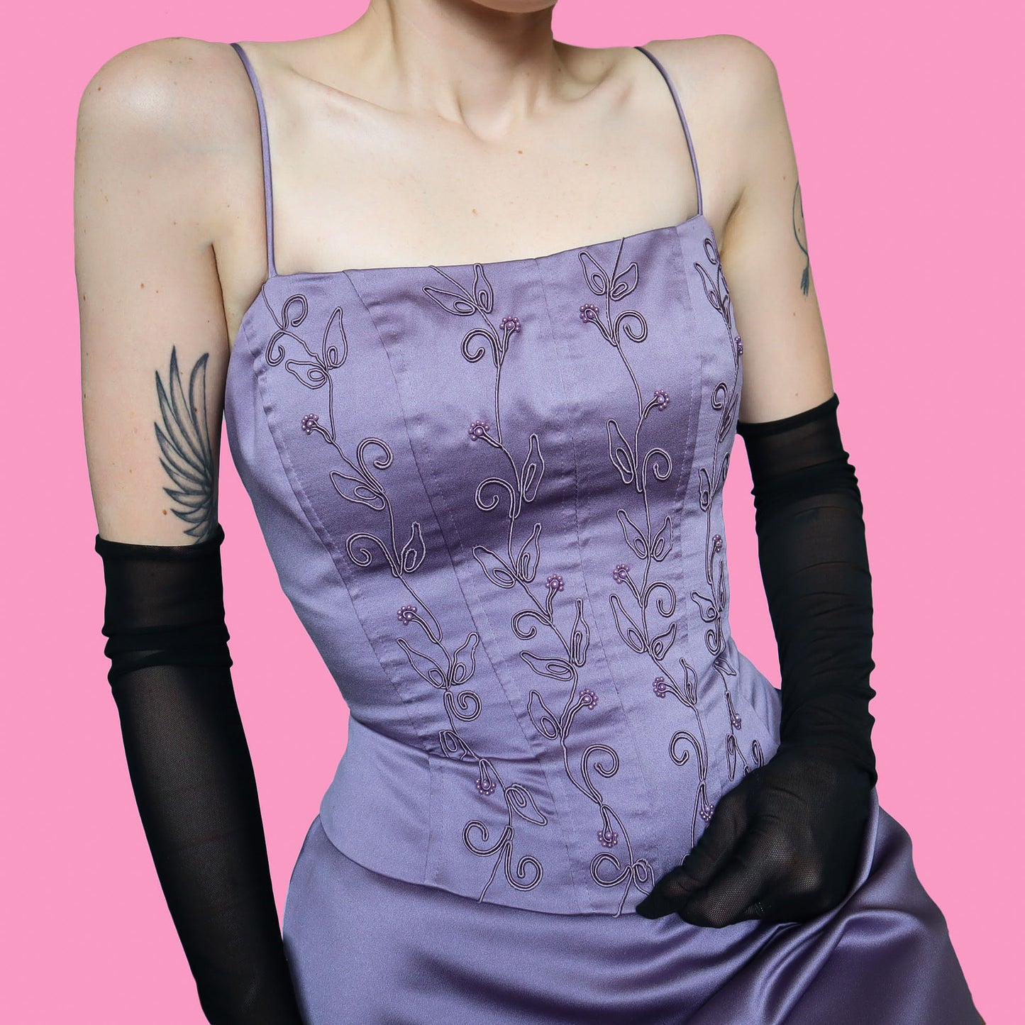 Lilac lace up evening dress UK 12