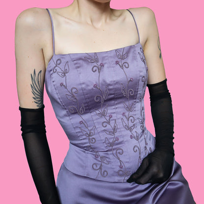 Lilac lace up evening dress UK 12