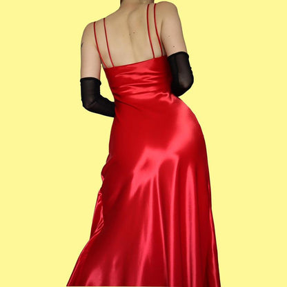 Silky red YVE evening dress UK S