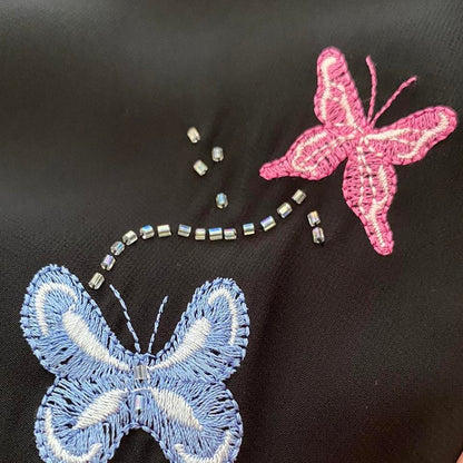 Black chiffon butterfly detail evening midi dress UK 12