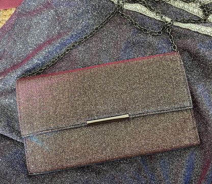 Glittery iridescent evening dress & matching bag UK 10