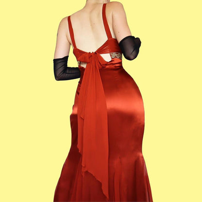 Burnt orange evening dress UK 14