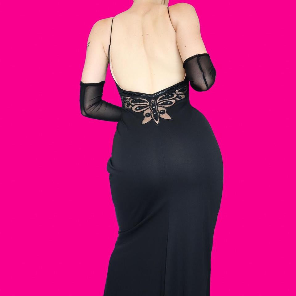 Black low back evening dress UK 10