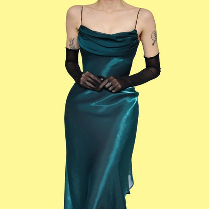 Teal petite slip evening dress UK 8