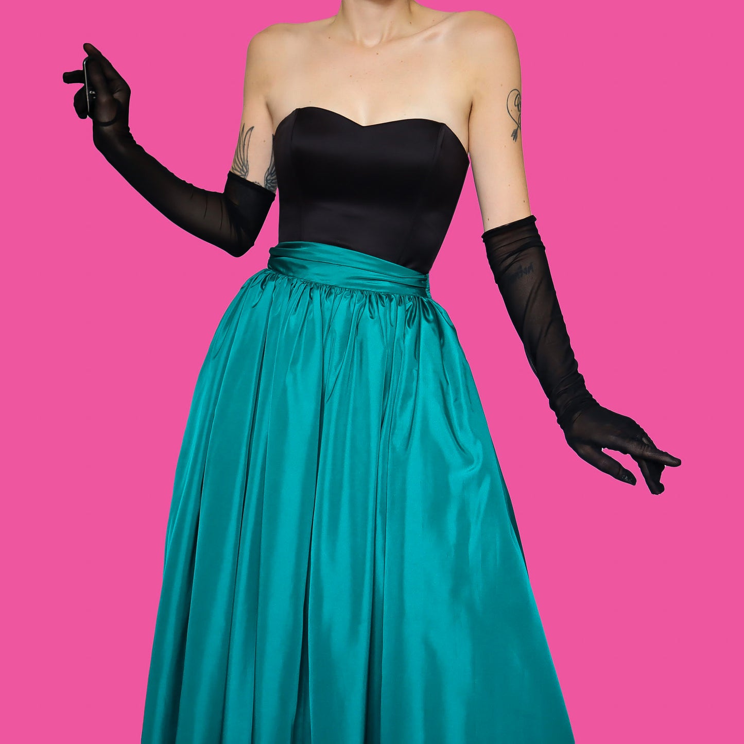 Frank Usher teal maxi skirt UK 8-10