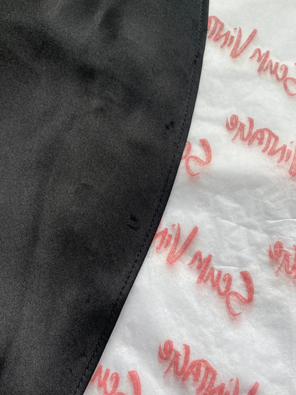 Black satin open back evening dress UK 12