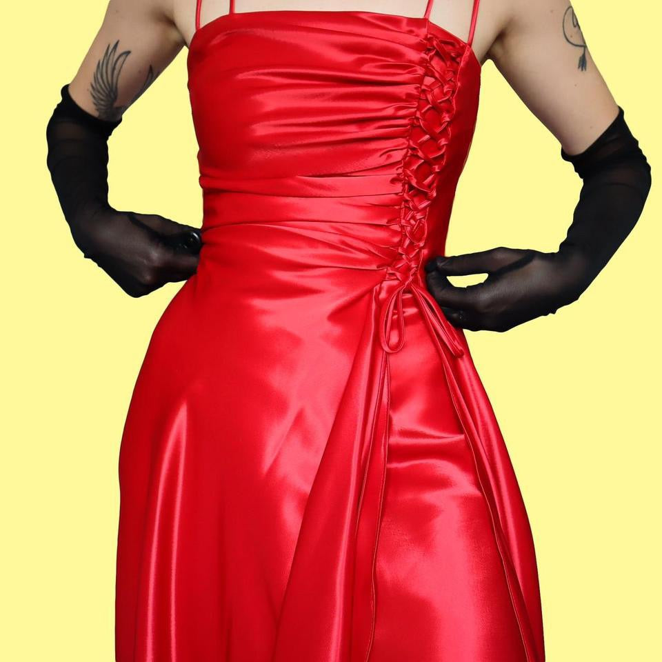 Silky red YVE evening dress UK S