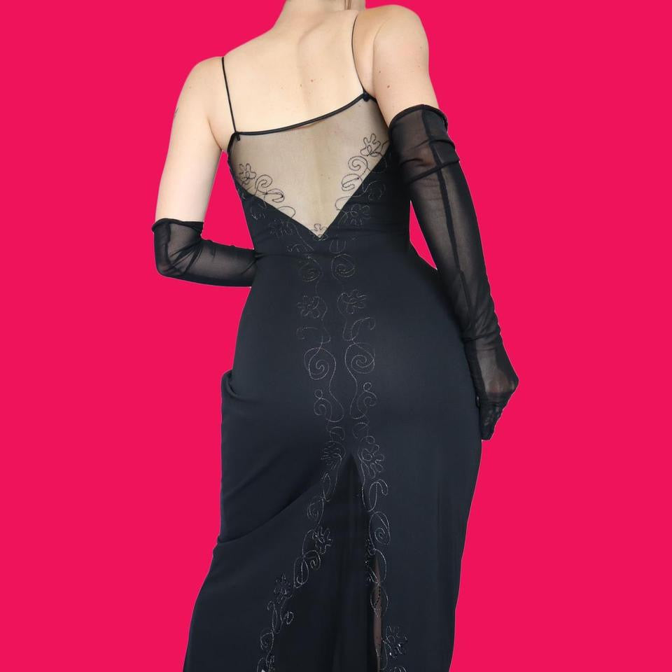 Black stretch evening dress UK 10