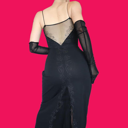 Black stretch evening dress UK 10