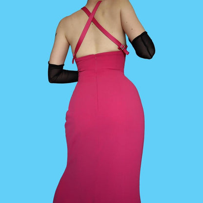 Pink Frank Usher panelled evening dress UK 12