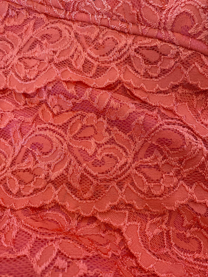 Orange lace stretch evening dress UK 10