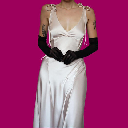 Pink blush satin evening dress UK 12