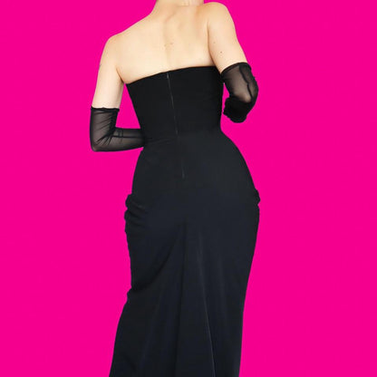 Black strapless evening dress UK 10