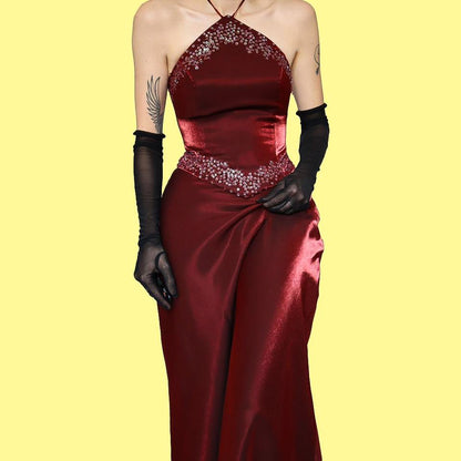 Silky red Dynasty 2 piece skirt & top set UK 10