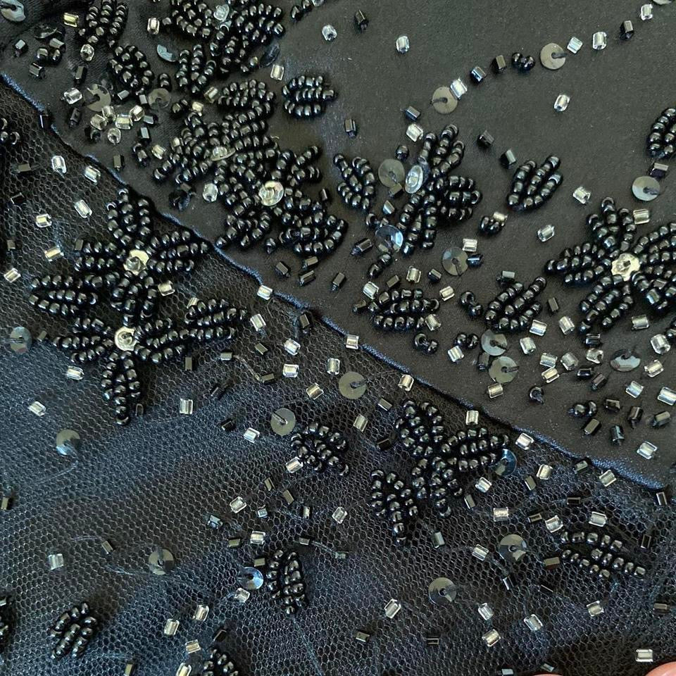 Black strapless fishtail evening dress UK S