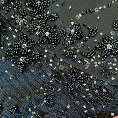 Black strapless fishtail evening dress UK S