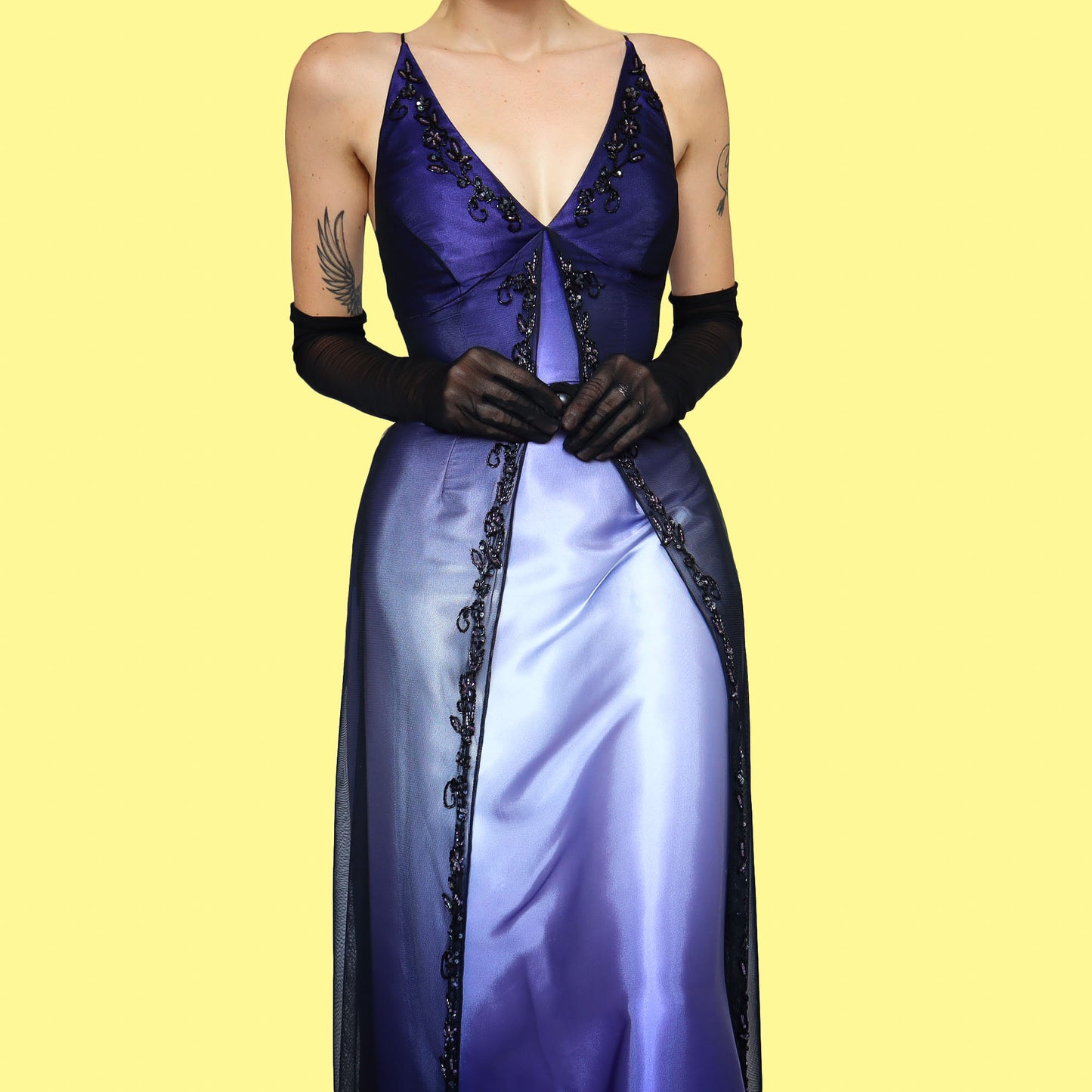 Satin ombré evening dress UK 8
