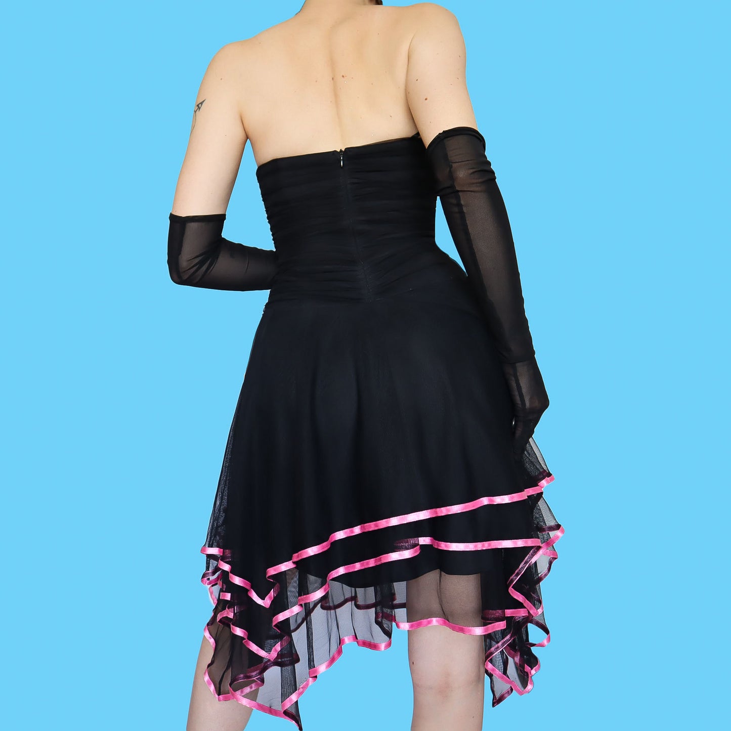 Super cute black strapless midi dress UK S