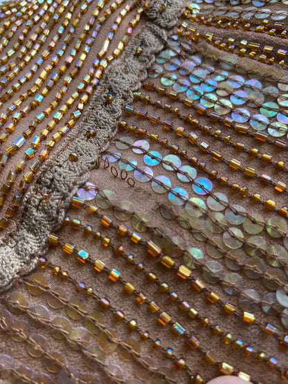 Beautiful 100% silk caramel brown party dress UK 12