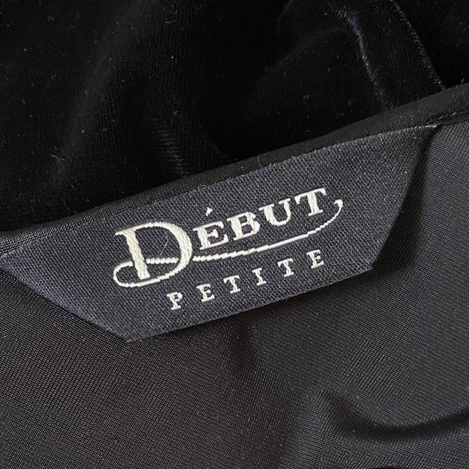 Black velvet petite evening dress UK 14