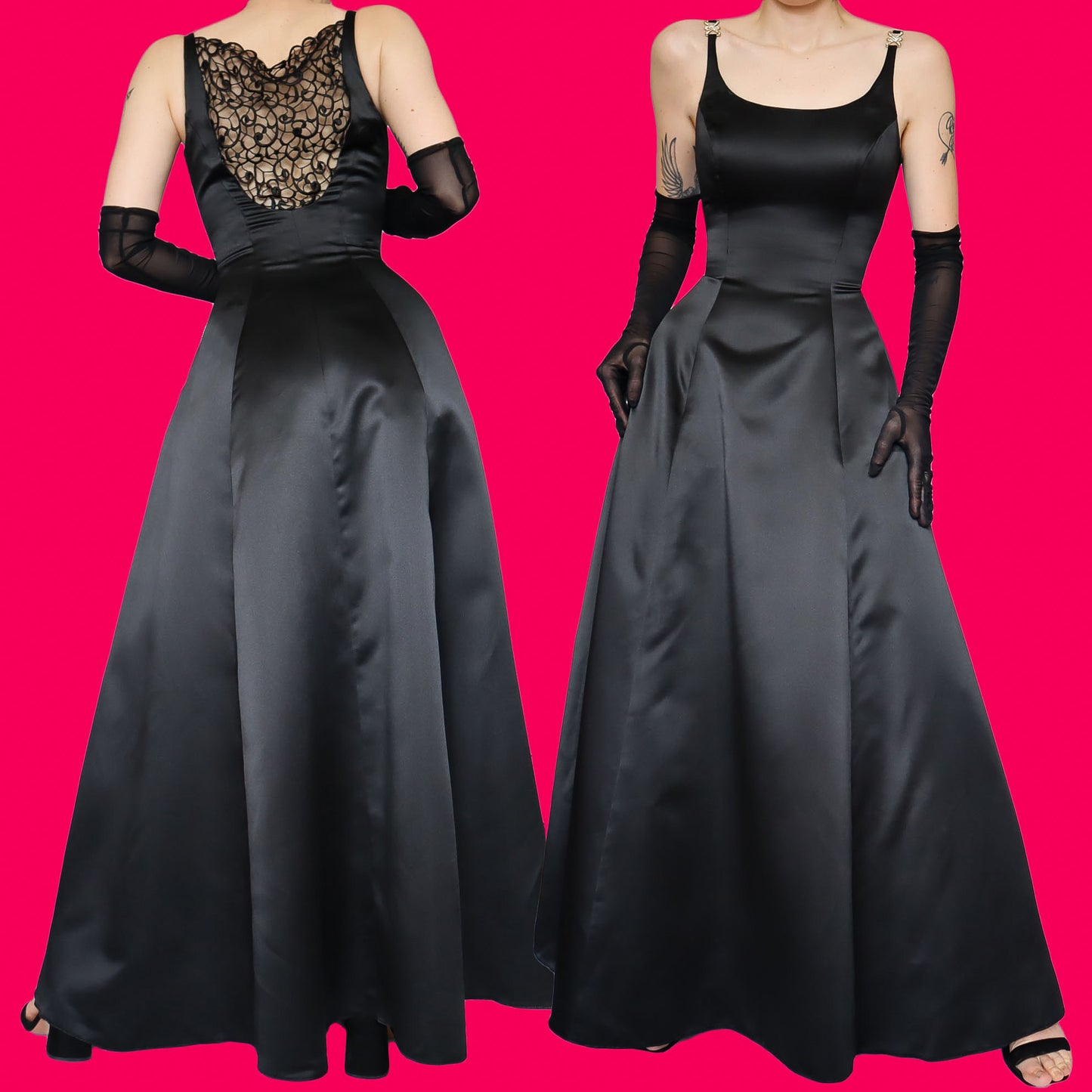 Black John Charles a line evening dress UK 10