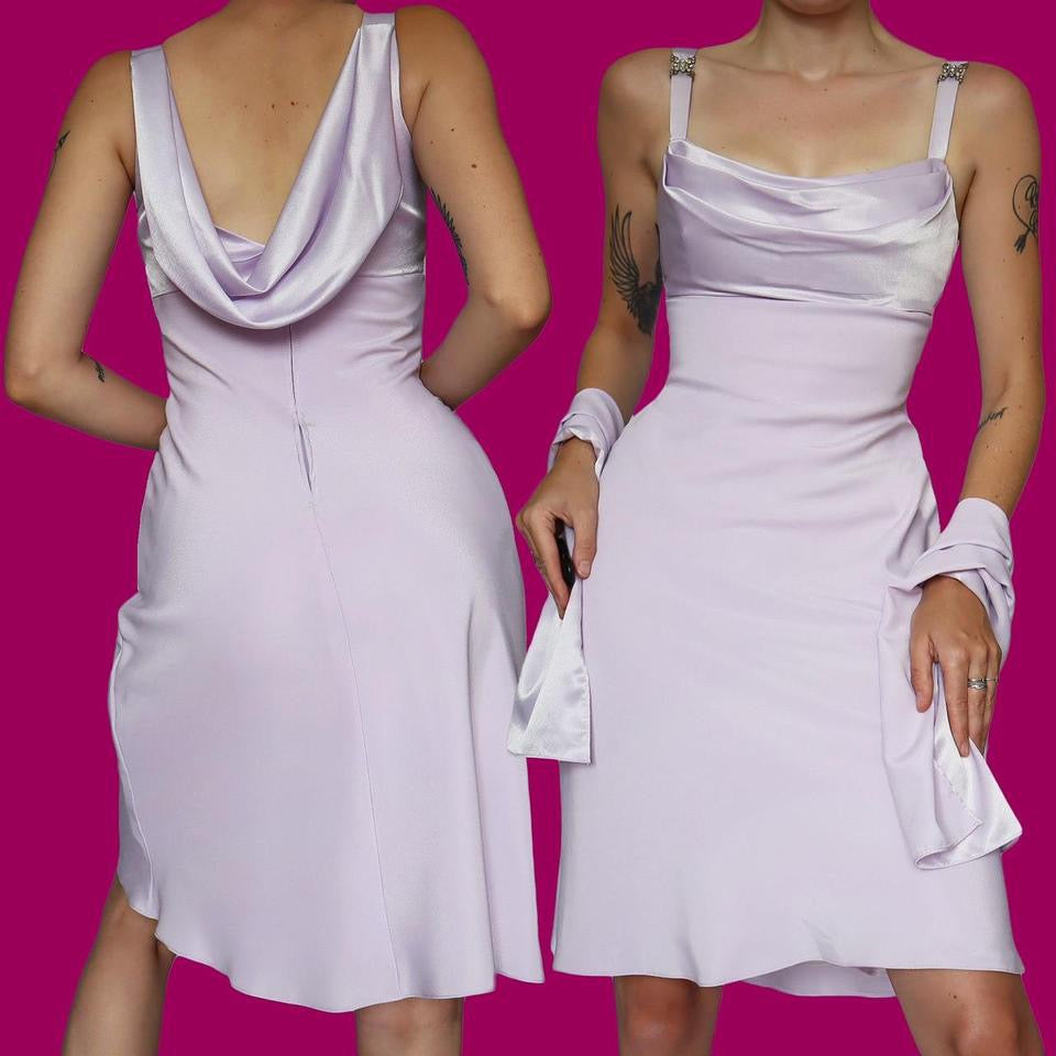 Lilac midi dress with shawl UK 10