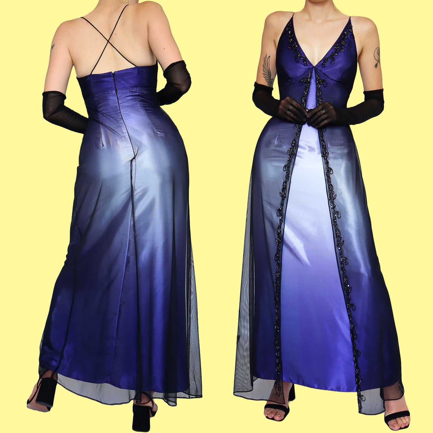 Satin ombré evening dress UK 8