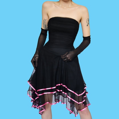 Super cute black strapless midi dress UK S