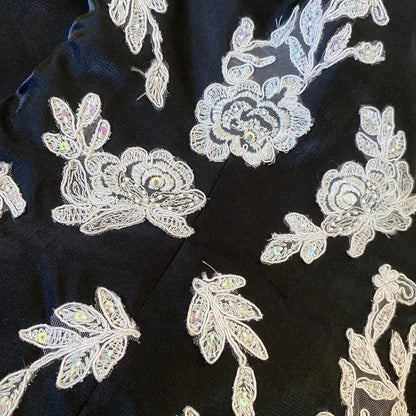 Black strapless lace fishtail evening dress UK 12