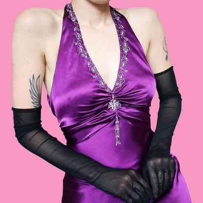 Purple satin evening dress UK 12