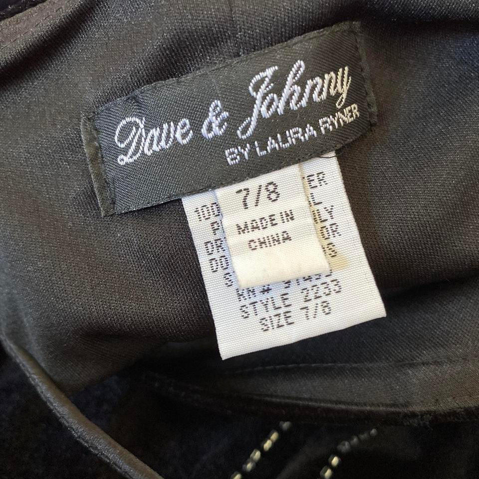 Black velvet beaded evening dress UK 12