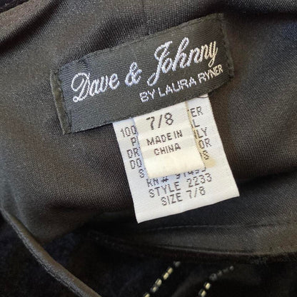 Black velvet beaded evening dress UK 12