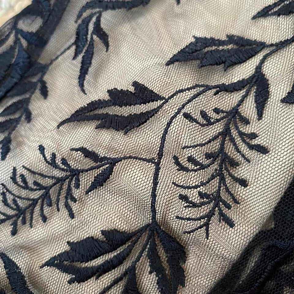 Black & tan lace fishtail evening dress UK 10