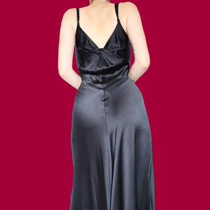 Black 100% silk evening dress UK 10