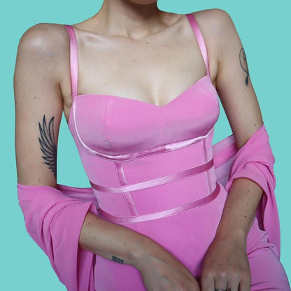 Pink mini dress & shawl UK 10